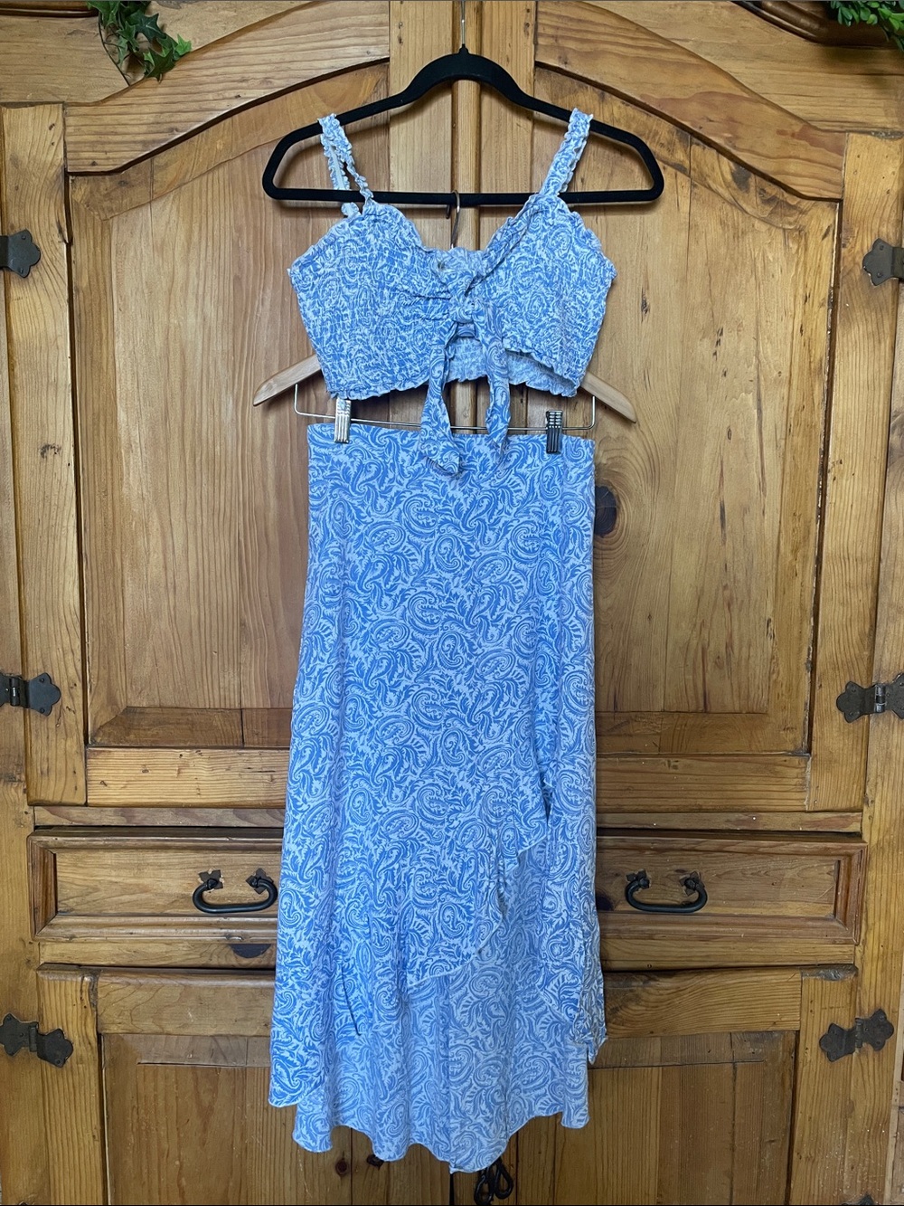 Light Blue Paisley Skirt and Top set